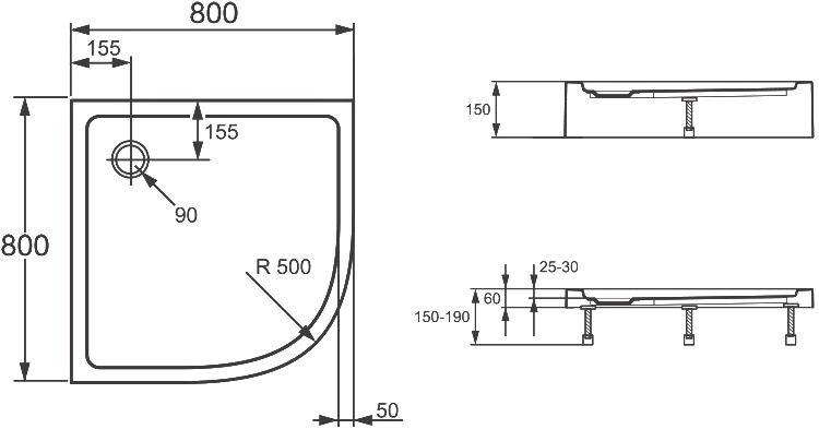 Поддон для душа Agger A01 080TCR/T 80х80 A01-080TCR/T - 3