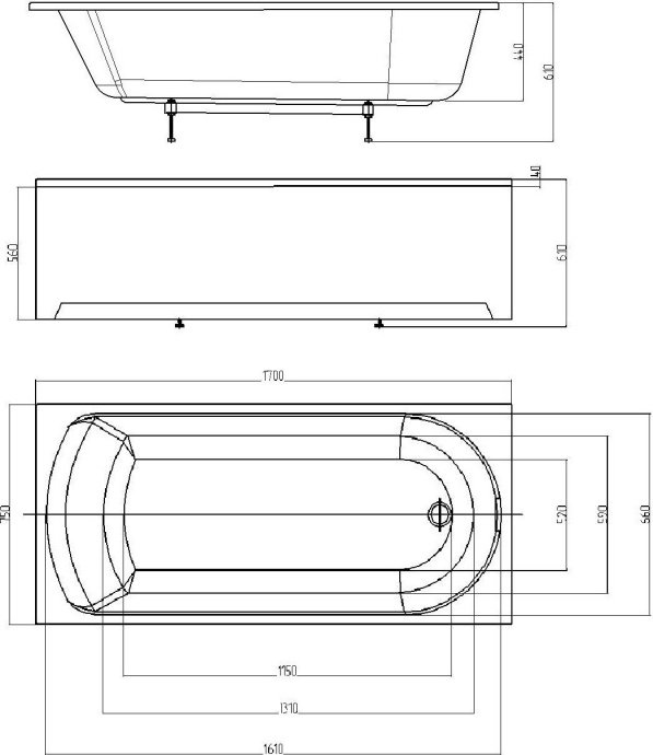 Акриловая ванна Акватек Ника 170x75 NIK170-0000001 - 1