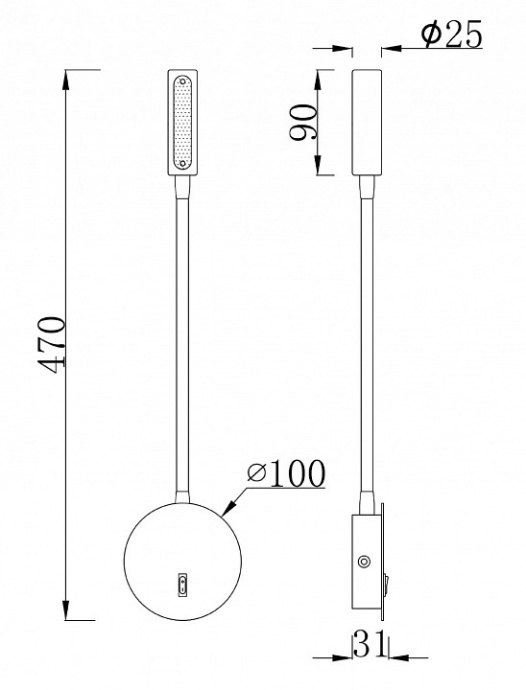 Бра Maytoni Technical Stem C035WL-L3MG3K - 1