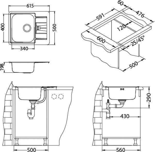 Мойка кухонная Alveus Line Maxim 60 1089613 - 1