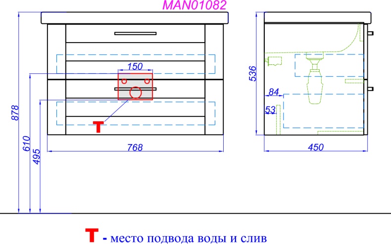 Мебель для ванной Aqwella Manchester 80 подвесная - 7