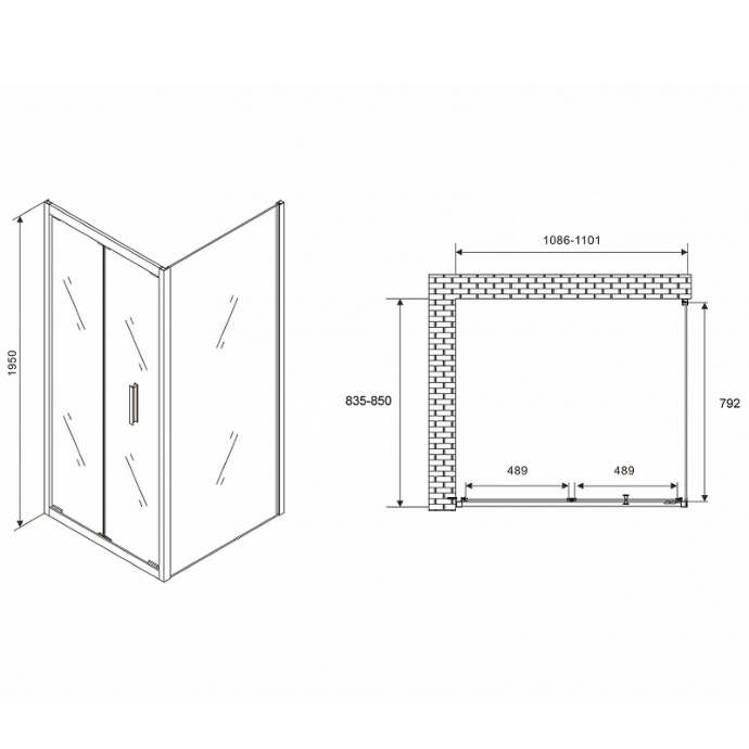 Душевой уголок Abber Sonnenstrand 110х85 хром стекло прозрачное AG07110-S85 - 1