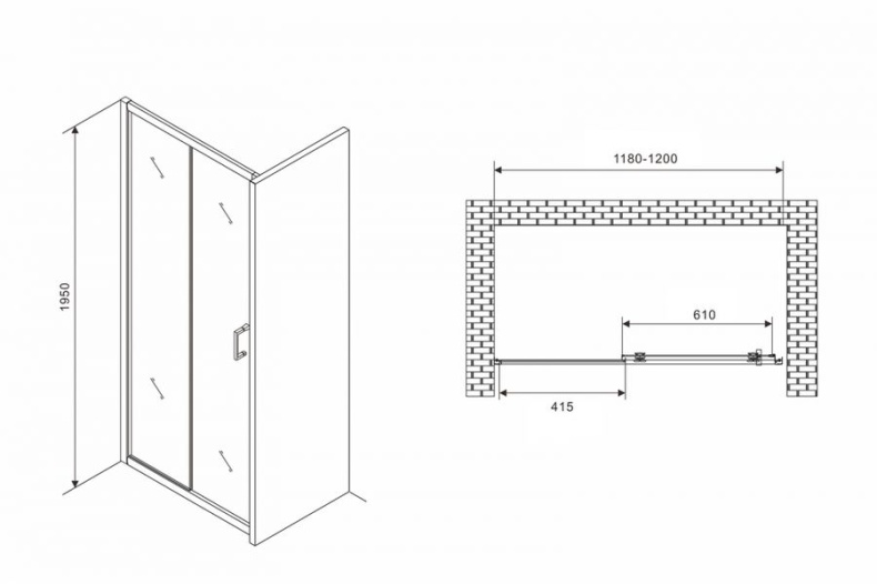 Душевая дверь ABBER Schwarzer Diamant 120 профиль черный  AG30120B5 - 3