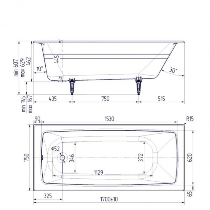 Ванна чугунная Delice Biove 170х75 с антискользящим покрытием DLR220509-AS - 3