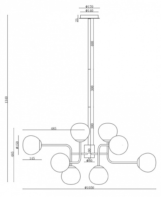 Подвесная люстра Maytoni Erich MOD221-PL-12-N - 1