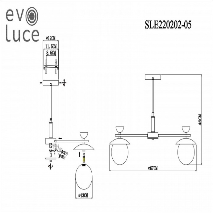 Люстра на штанге EVOLUCE Genova SLE220202-05 - 5