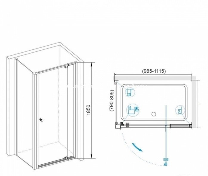 Душевой уголок RGW Passage PA-44-1B 100х80 профиль черный стекло прозрачное 410844108-014 - 2