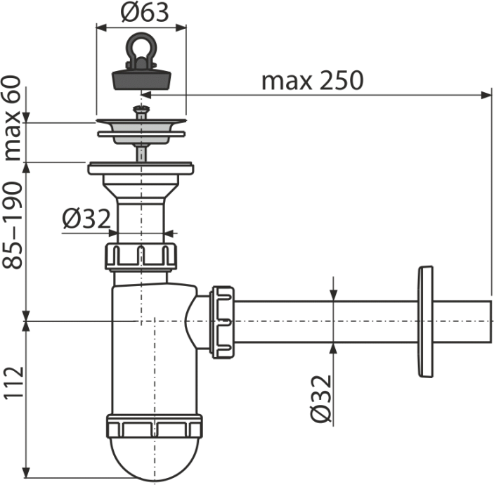 Сифон для раковины AlcaPlast A410 - 2