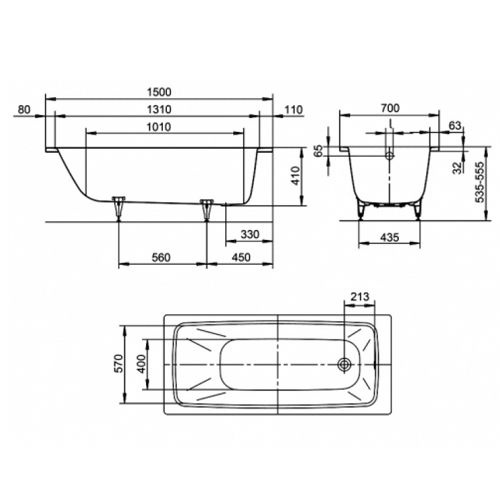 Стальная ванна Kaldewei Cayono 747 с покрытием Easy-Clean 150x70 274700013001 - 3