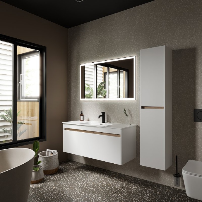 Тумба под раковину подвесная Sancos Smart 120 белая глянцевая SM120-1W - 3