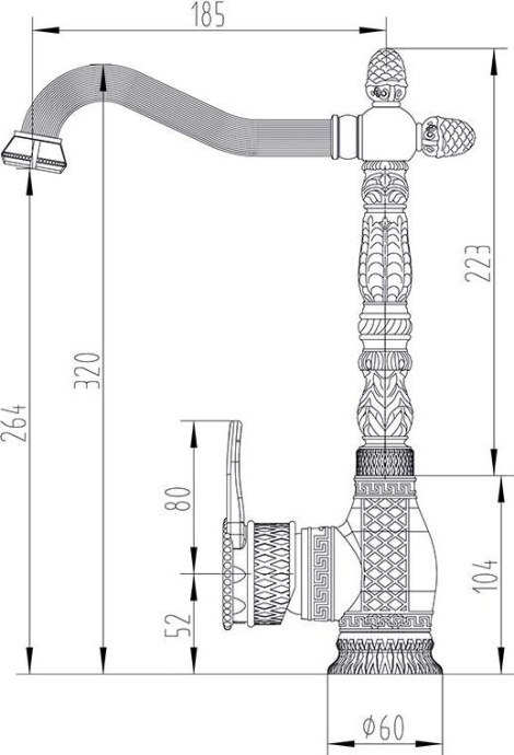 Смеситель Zorg Antic A 422 K-BR для кухонной мойки - 1