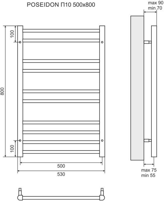 Полотенцесушитель водяной Lemark Poseidon П10 50x80 LM42810 - 4