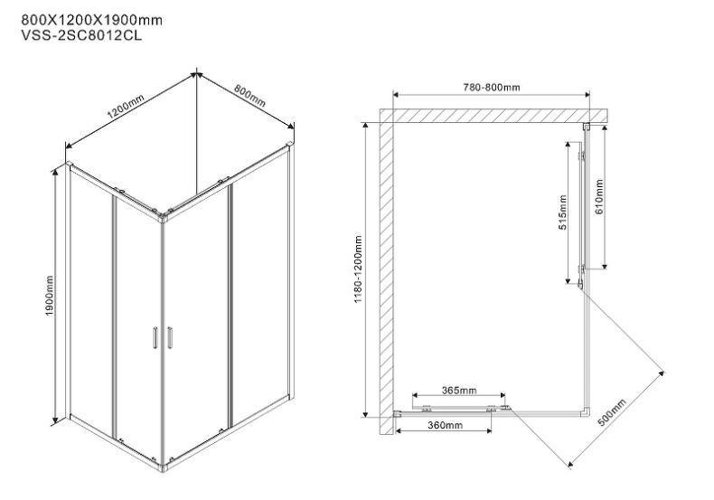 Душевой уголок Vincea Scala 120х80 хром стекло прозрачное VSS-2SC8012CL - 1