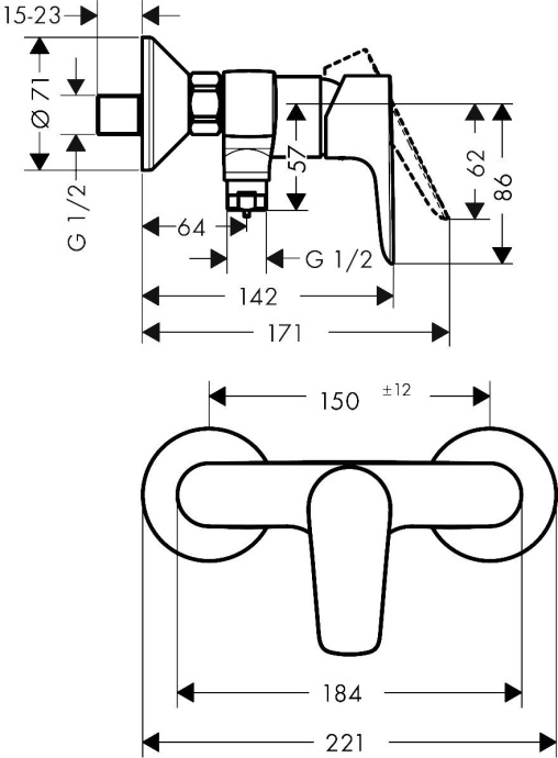 Смеситель Hansgrohe Talis E 71760700 для душа - 1