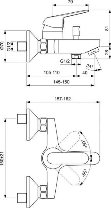 Смеситель для ванны Vidima Fine хром  BA388AA - 1