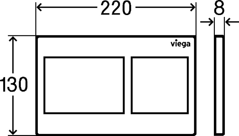 Клавиша смыва, Viega, Prevista, Visign for Style 21, для унитаза, ширина, мм-220, глубина, мм-8, высота, мм-130, тип смыва-двойной, тип управления-ручной нажимной, м 773250 - 2