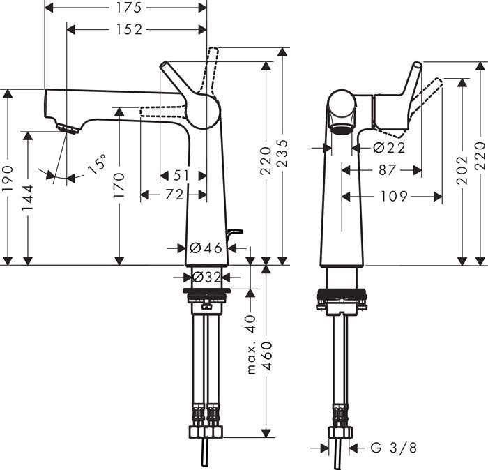 Смеситель Hansgrohe Talis S 72113000 для раковины, с донным клапаном - 1