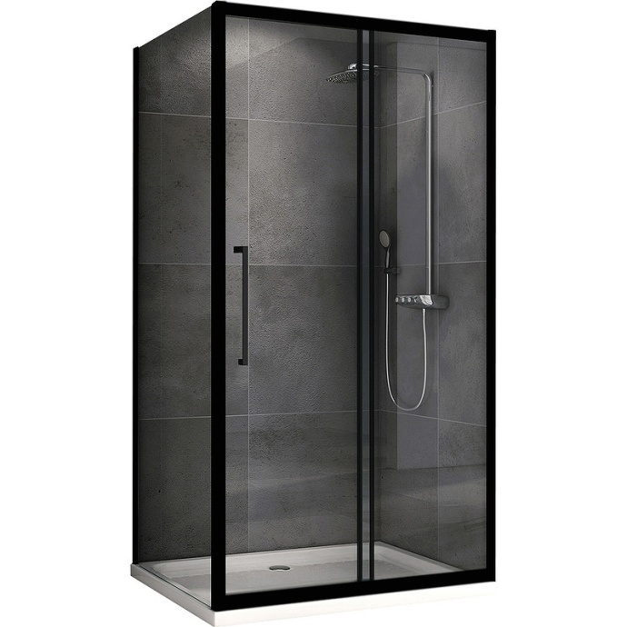 Душевой уголок Abber Schwarzer Diamant 130х85 черный стекло прозрачное AG30130BH-S85B - 0