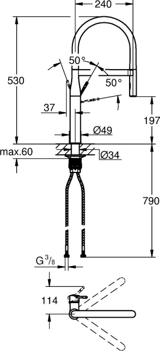 Смеситель Grohe Essence New 30294EN0 для кухонной мойки, никель - 2