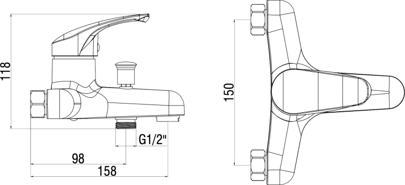 Смеситель для ванны с душем DIWO Коломна KL-06cr - 8