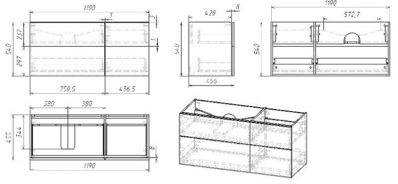 Комплект мебели SanVit Лира 120 L белый глянец - 7