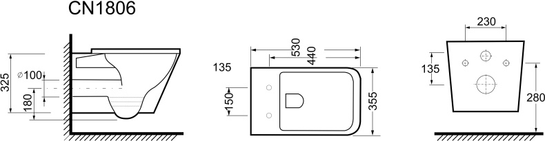 Унитаз подвесной Ceramica Nova Cubic с микролифтом, безободковый CN1806 - 7