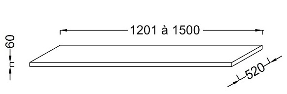 EB51-1400-E10 столешница PARALLEL 1400 мм без отверстия  для умывальника /140х52х6/ (квебекский дуб) - 1