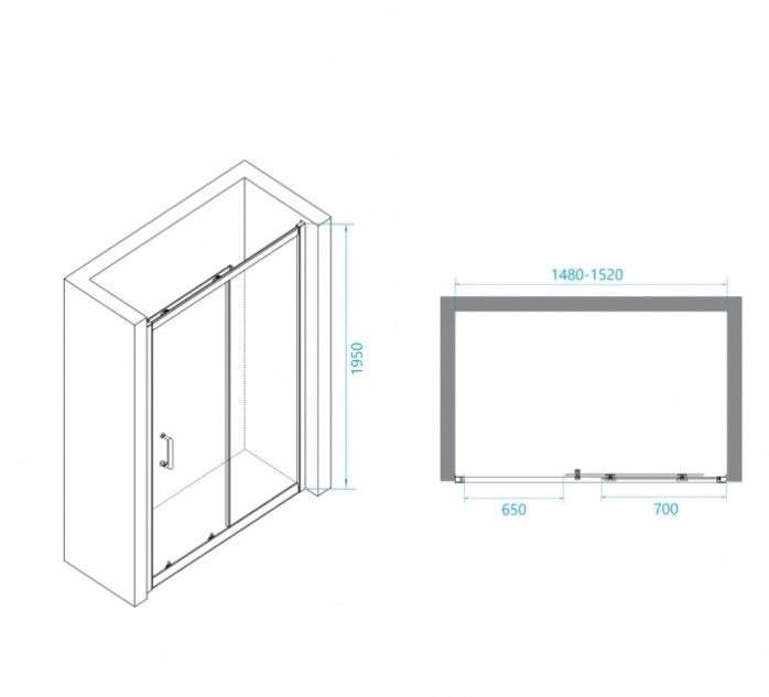 Душевая дверь RGW Passage PA-14 150х195 профиль хром стекло прозрачное 41081415-11 - 7