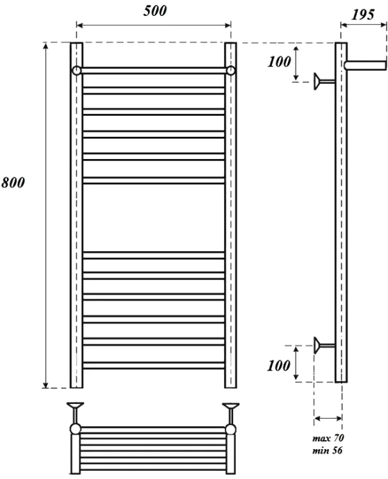 Полотенцесушитель электрический Point Аврора 50х80 хром PN10158SPE - 2