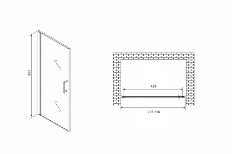 Душевая дверь Abber Sonnenstrand 80 профиль хром  AG04080 - 3