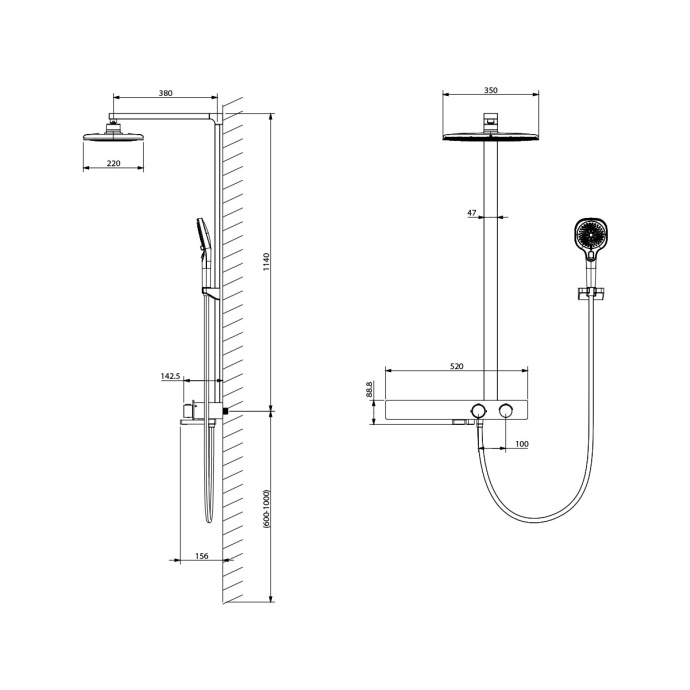 Душевая стойка Vincea Inspire термостатическая черный VSFS-3I13TMB - 6