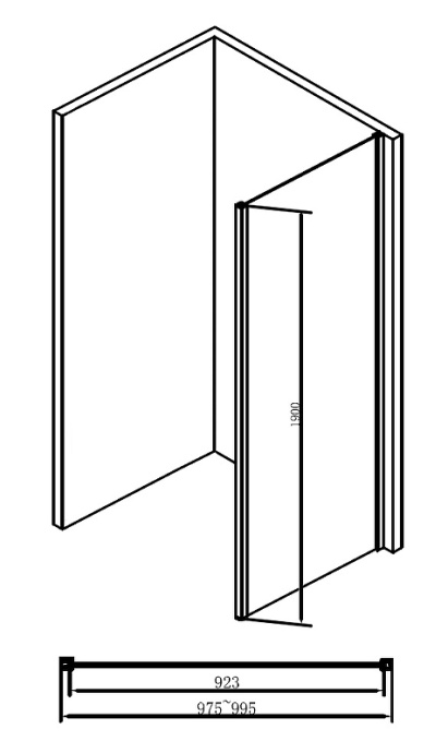 Душевая перегородка Abber Schwarzer Diamant 100 профиль черный  AG100BS - 4