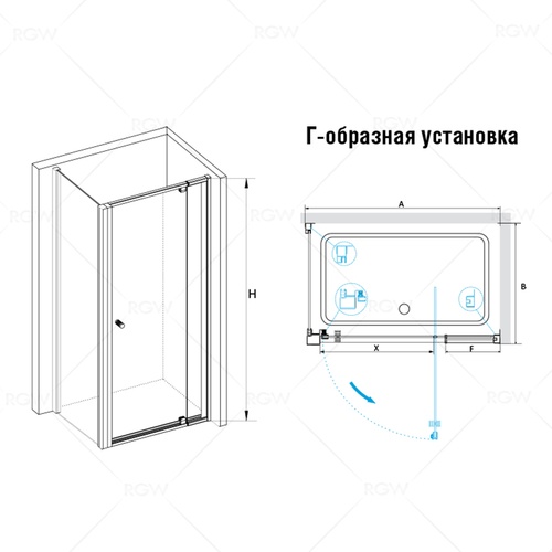 Душевой уголок RGW Passage 70х70 черный стекло прозрачное 41083277-014 - 1