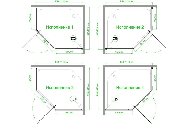 Душевой уголок Royal Bath TR 100х110 профиль черный стекло матовое RB1110TR-C-BL - 3