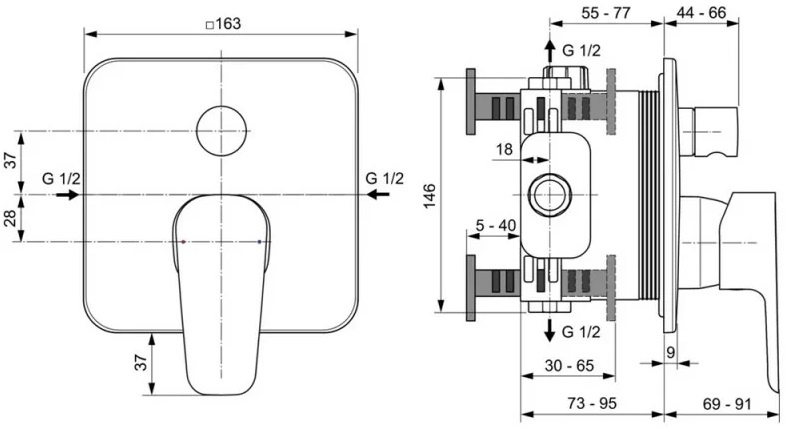 Смеситель для ванны с душем Ideal Standard Cerafine D хром A7348AA - 1