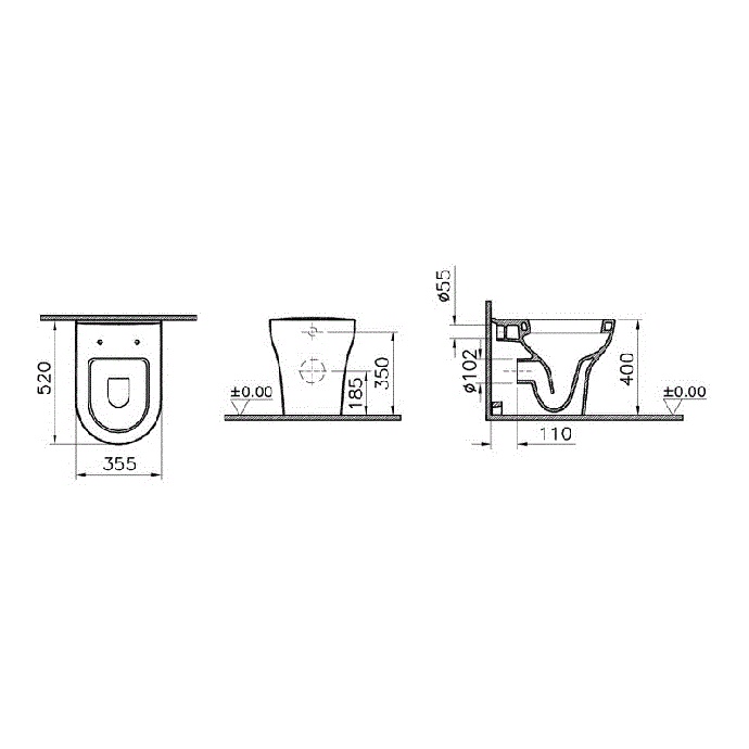 Унитаз приставной Vitra Zentrum с крышкой, белый (5788B003-0075) - 1