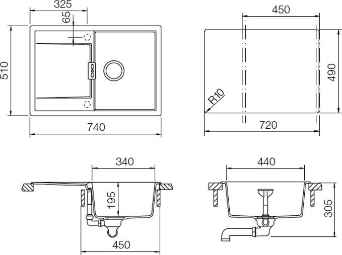 Мойка кухонная Schock Eton 45D пуро 700744 - 1