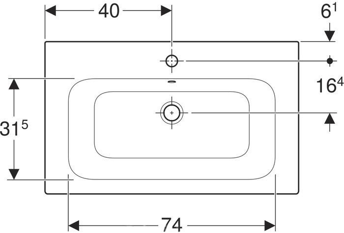 Раковина Geberit Renova Plan 80 122280000 - 1