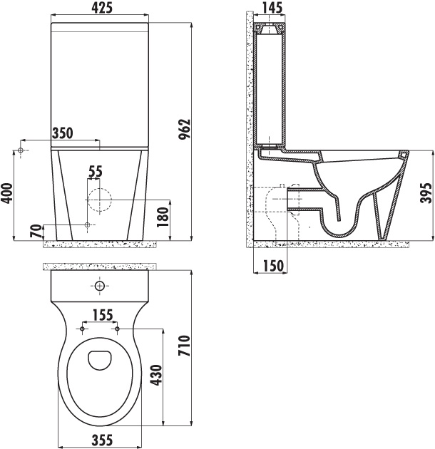 Чаша для унитаза-компакта Creavit Amorf AF310 AF310.00100 - 4