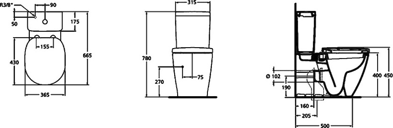 Унитаз-компакт Ideal Standard Connect Cube E803701 - 2