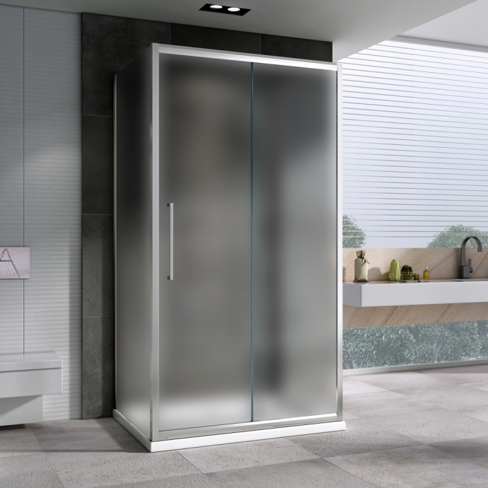 Душевой уголок Abber Schwarzer Diamant 110x60 профиль хром стекло матовое AG30110MH-S60M-S60M - 1