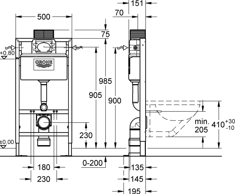 Система инсталляции для унитазов Grohe Rapid SL 38586001 усиленная - 11