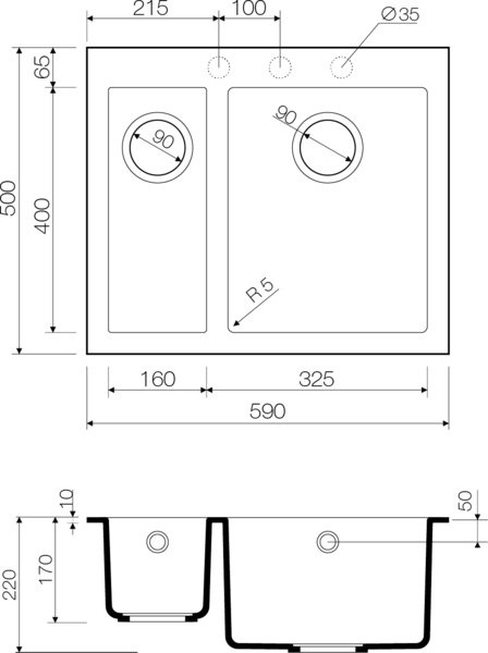 Мойка кухонная Omoikiri Bosen 59-2-WH белая 4993152 - 2