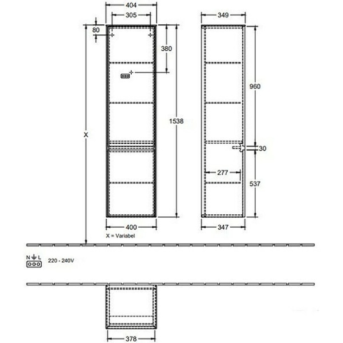 Шкаф-пенал Villeroy & Boch Collaro 40 черный матовый C033L1PD - 1