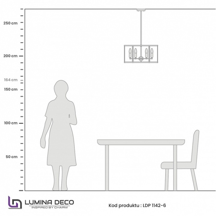 Люстра на штанге LUMINA DECO Lorton LDP 1142-6 BK+MD - 1