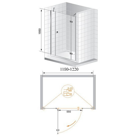 Душевая дверь Cezares Verona 120 хром стекло прозрачное VERONA-W-B-13-30+60/30-C-Cr - 1