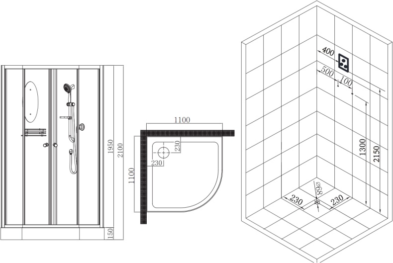 Душевая кабина Esbano  110x110 см (ES-L110CR) ESKL110CR - 7