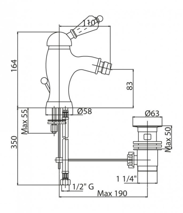 Смеситель для биде Cezares Vintage бронза  VINTAGE-BSM1-02-Sw - 5