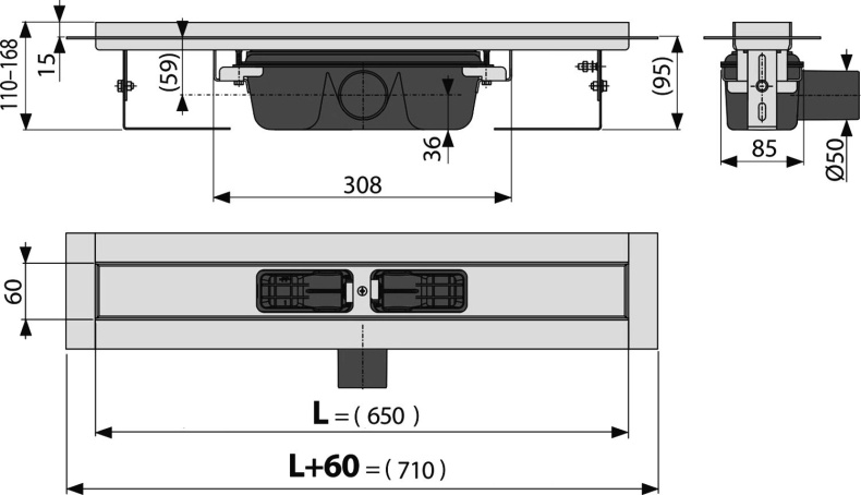 Душевой лоток AlcaPlast APZ6 650 с опорами APZ6S-650 - 4