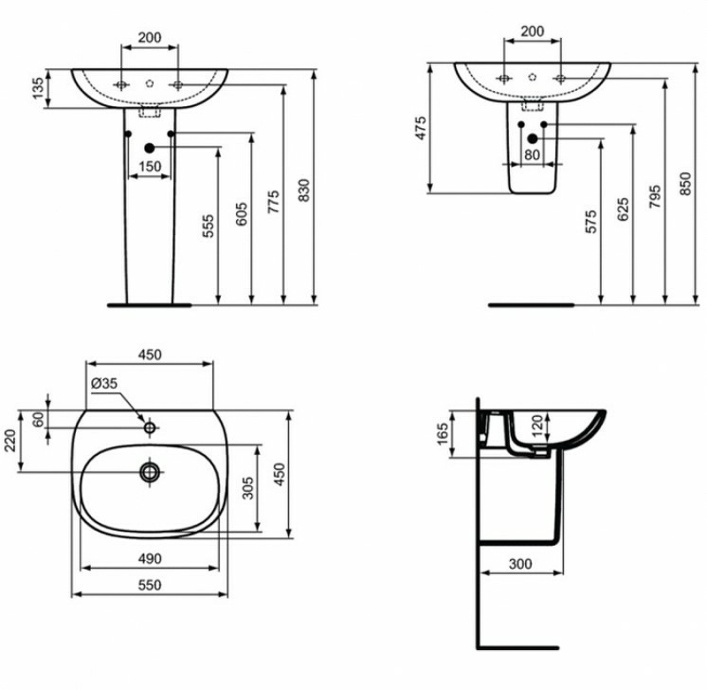 Раковина подвесная Ideal Standard Tesi 55 белый T352301 - 6